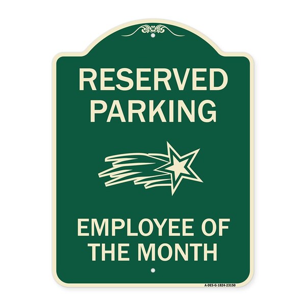 Reserved Parking Employee of Month 1 Heavy-Gauge Aluminum Sign, 24" x 18", G-1824-23150